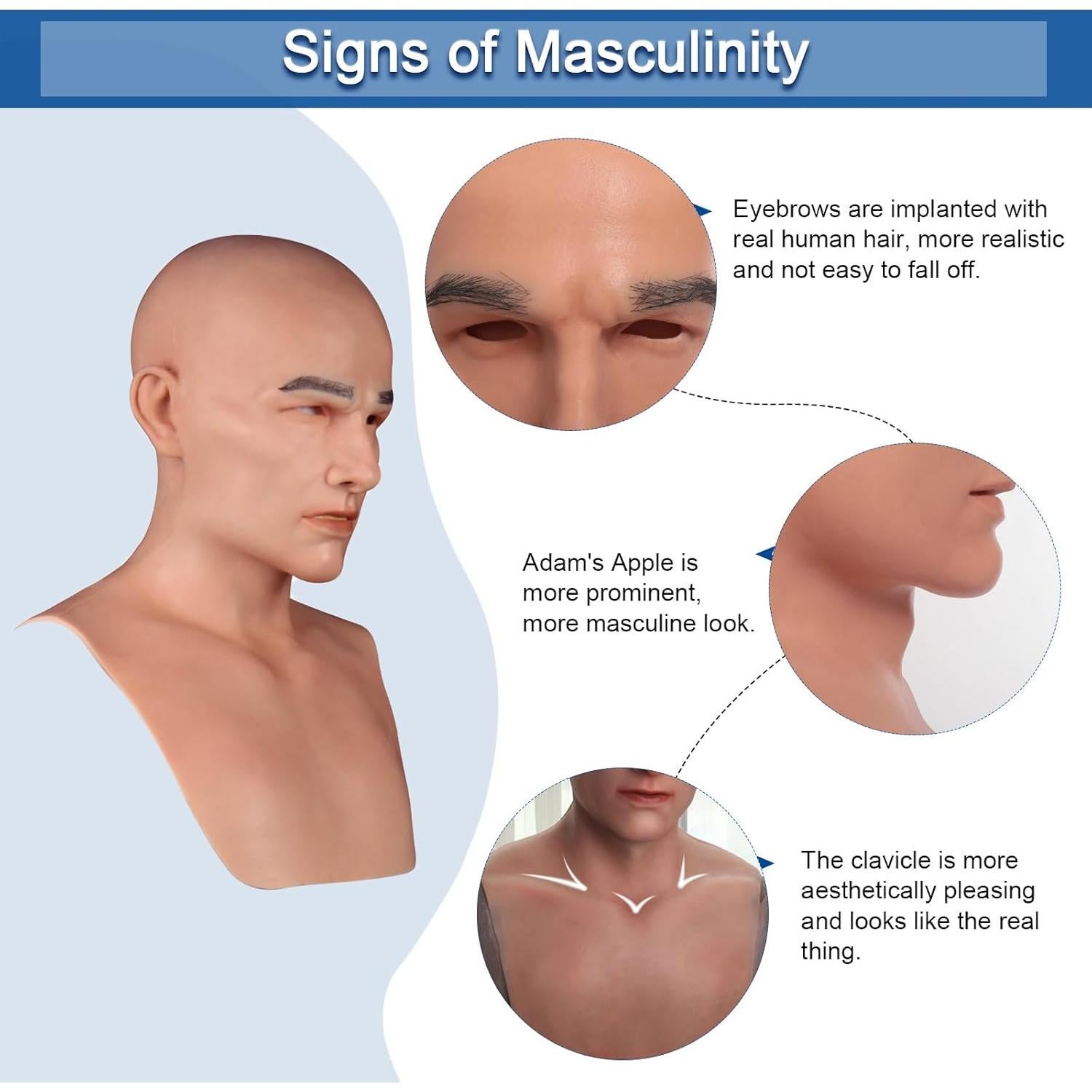 Máscara de Silicona Realista CRRCLSY Marfil para Cosplay