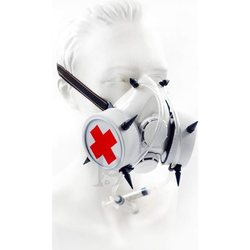 Máscara de Gas Mascarada Más Allá Disfraz Halloween Blanca