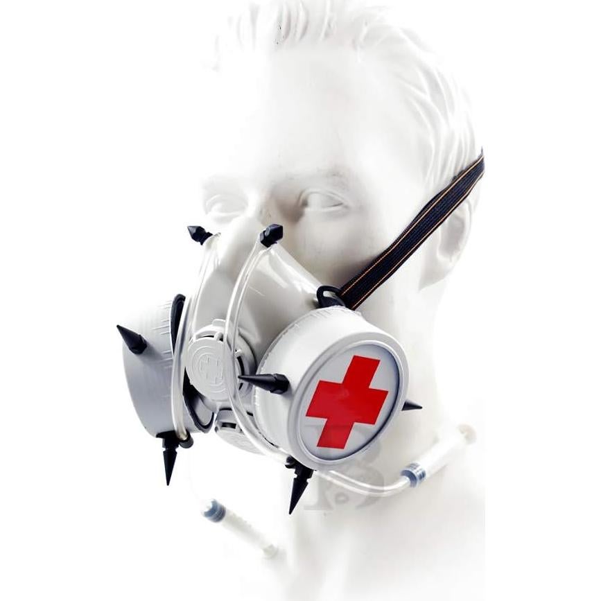 Máscara de Gas Mascarada Más Allá Disfraz Halloween Blanca