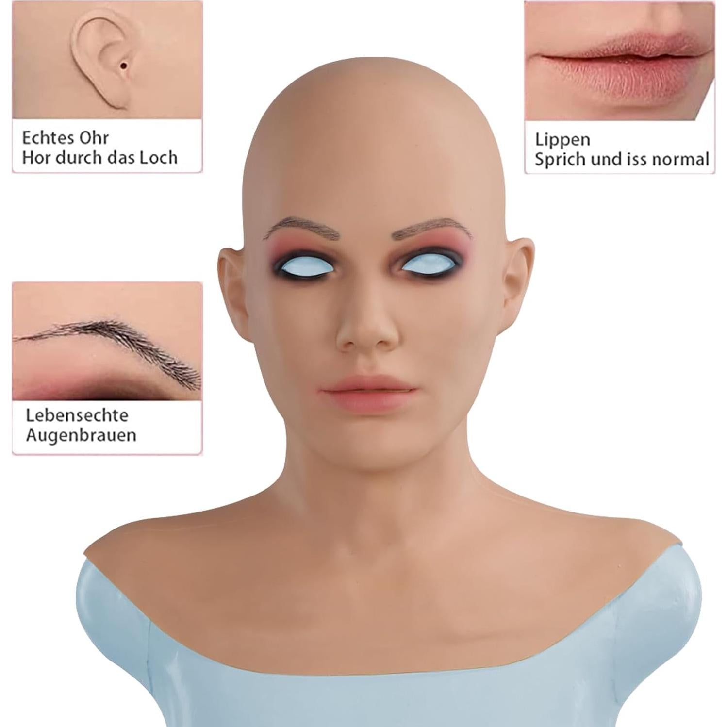 Máscara de Silicona Realista para Mujer LCUPPON Beige