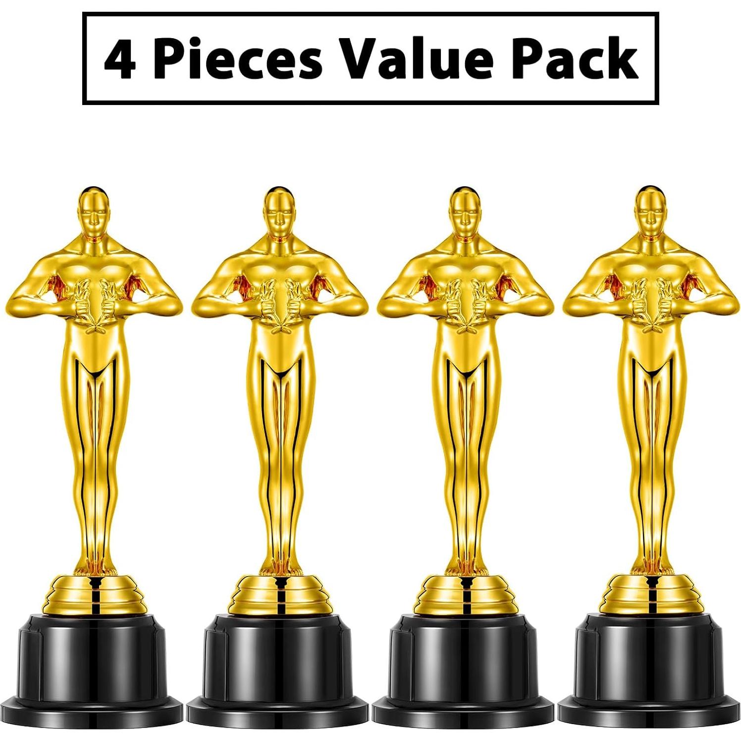 Trofeo de Oro 10 cm Jorpneost - Paquete de 4 Estatuas