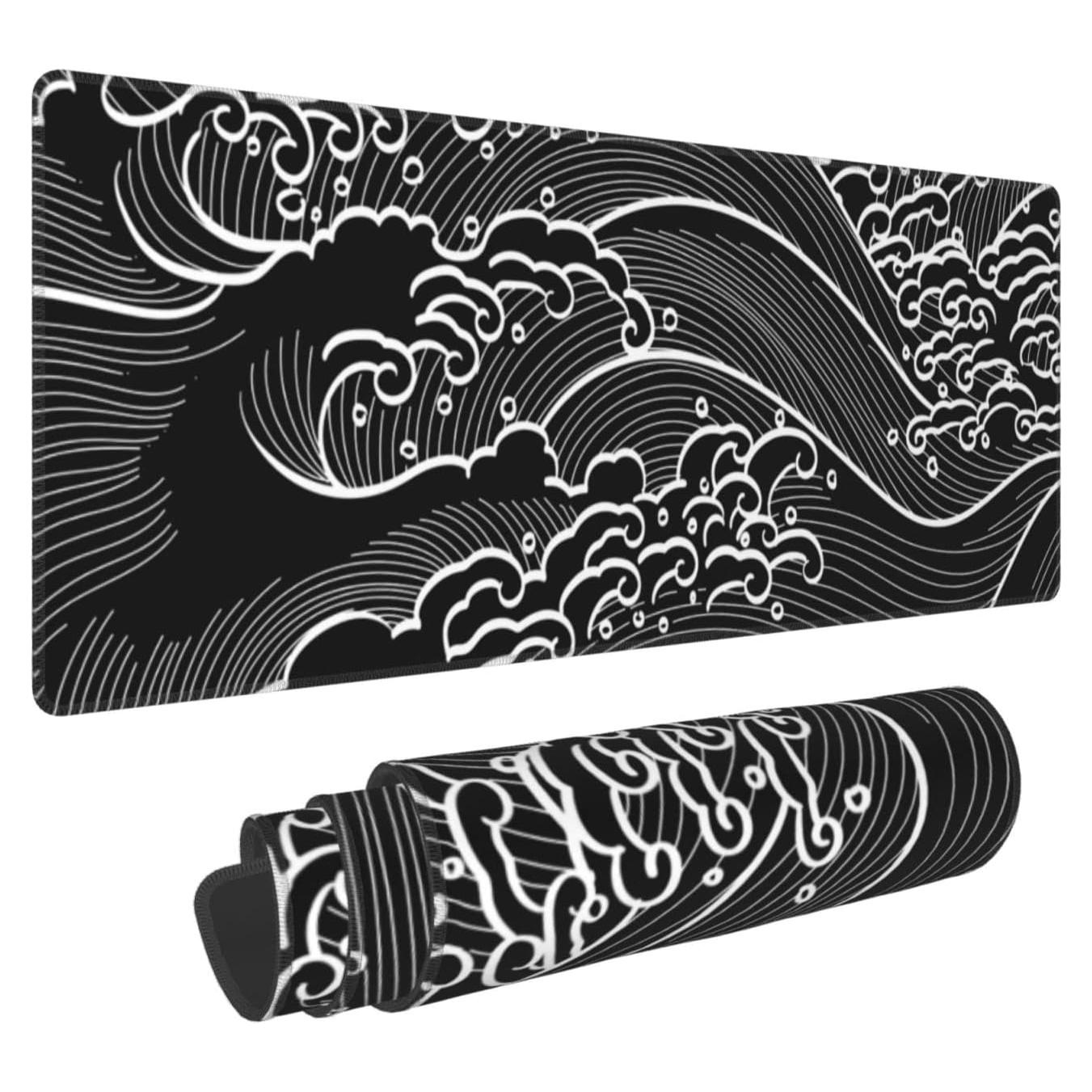 Alfombrilla de Ratón XL Molian Olas Blancas y Negras 80x30cm