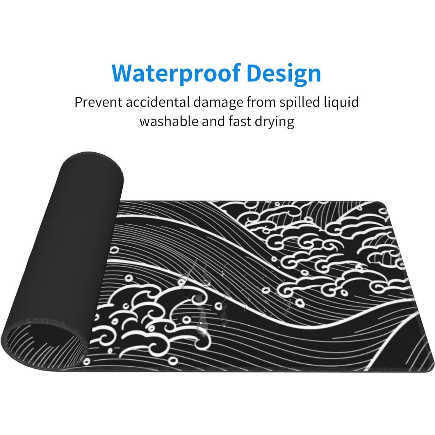 Alfombrilla de Ratón XL Molian Olas Blancas y Negras 80x30cm