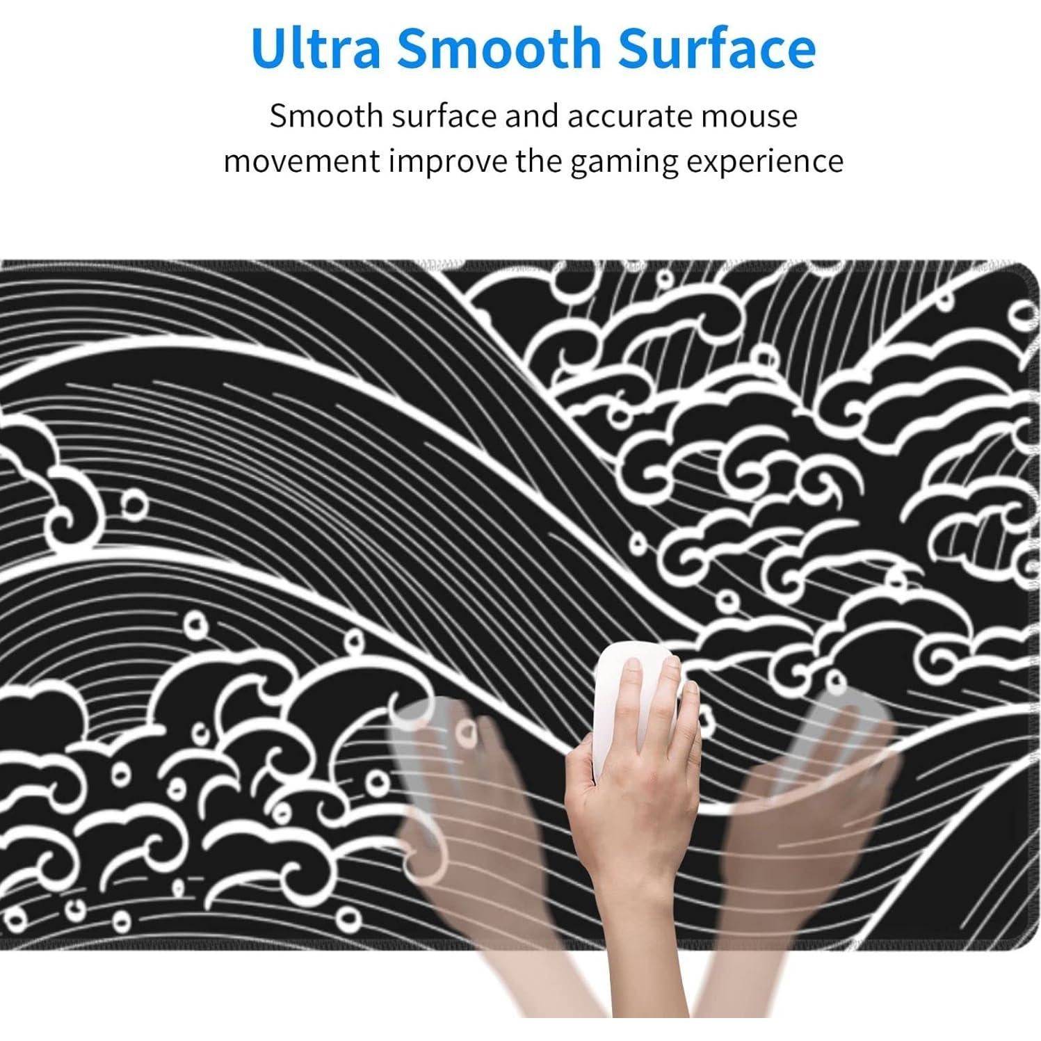 Alfombrilla de Ratón XL Molian Olas Blancas y Negras 80x30cm