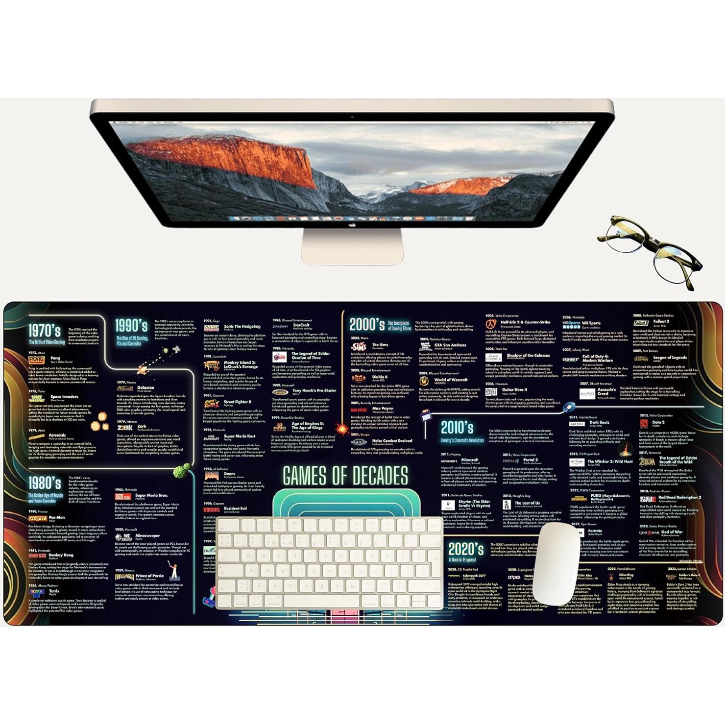 Alfombrilla de Ratón Grande InfoMat Juegos de Décadas 90cm x 40cm