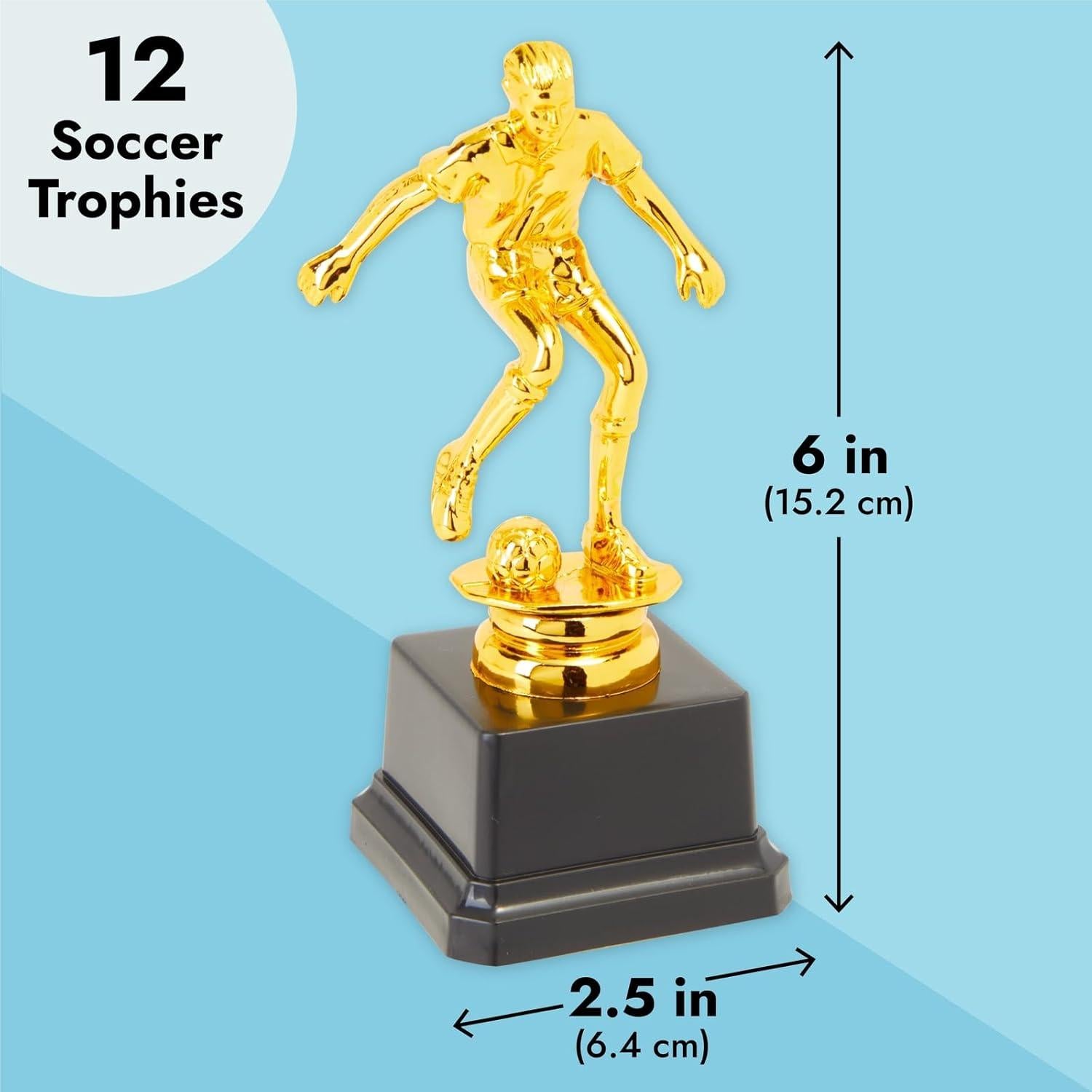 Paquete de 12 Trofeos de Fútbol Dorados Juvale 15.24 cm