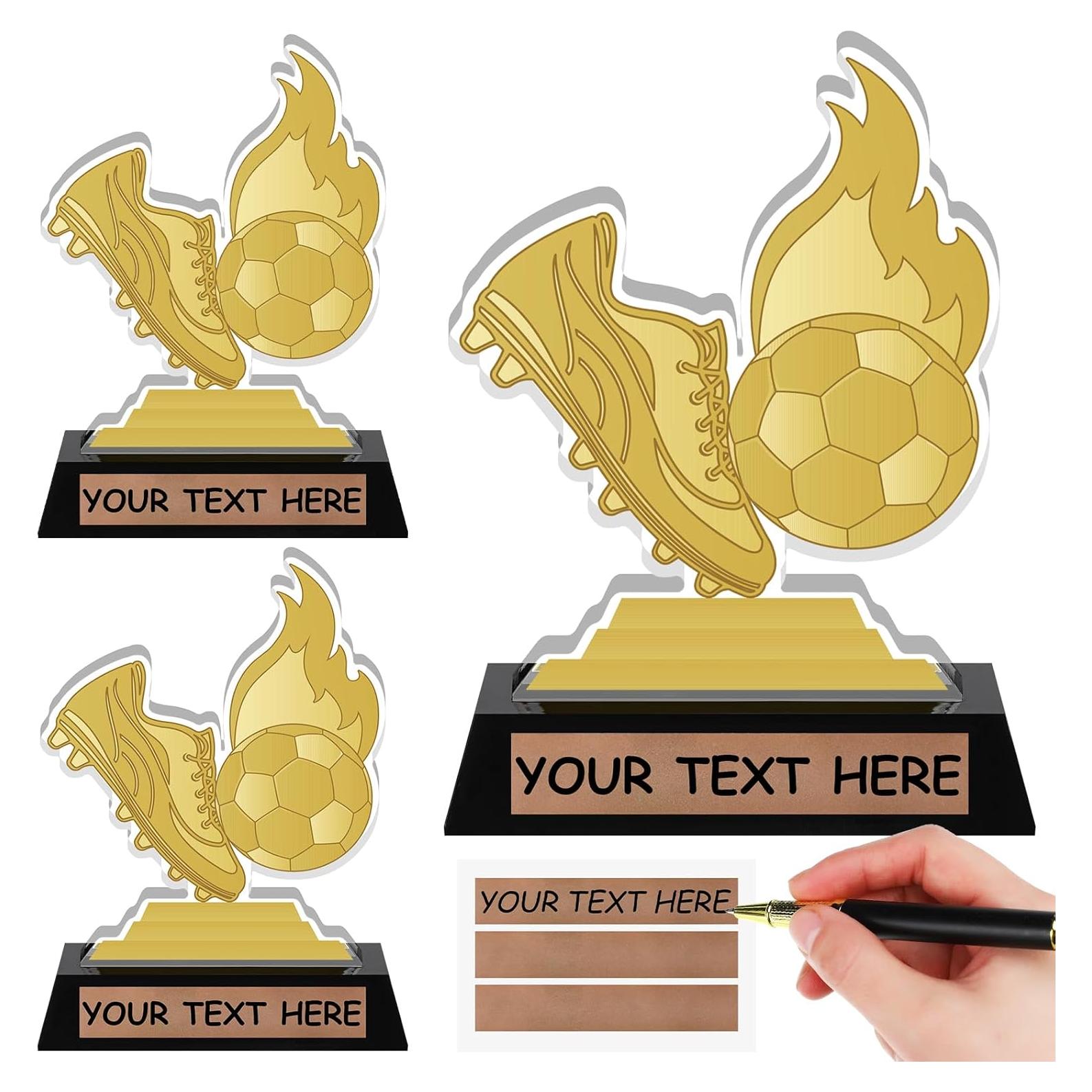 Trofeo de Fútbol Acrílico Colingmill 3 Pcs 13.5 cm Dorado