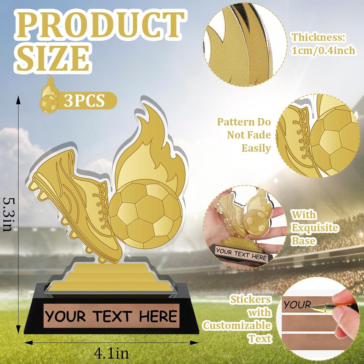 Trofeo de Fútbol Acrílico Colingmill 3 Pcs 13.5 cm Dorado