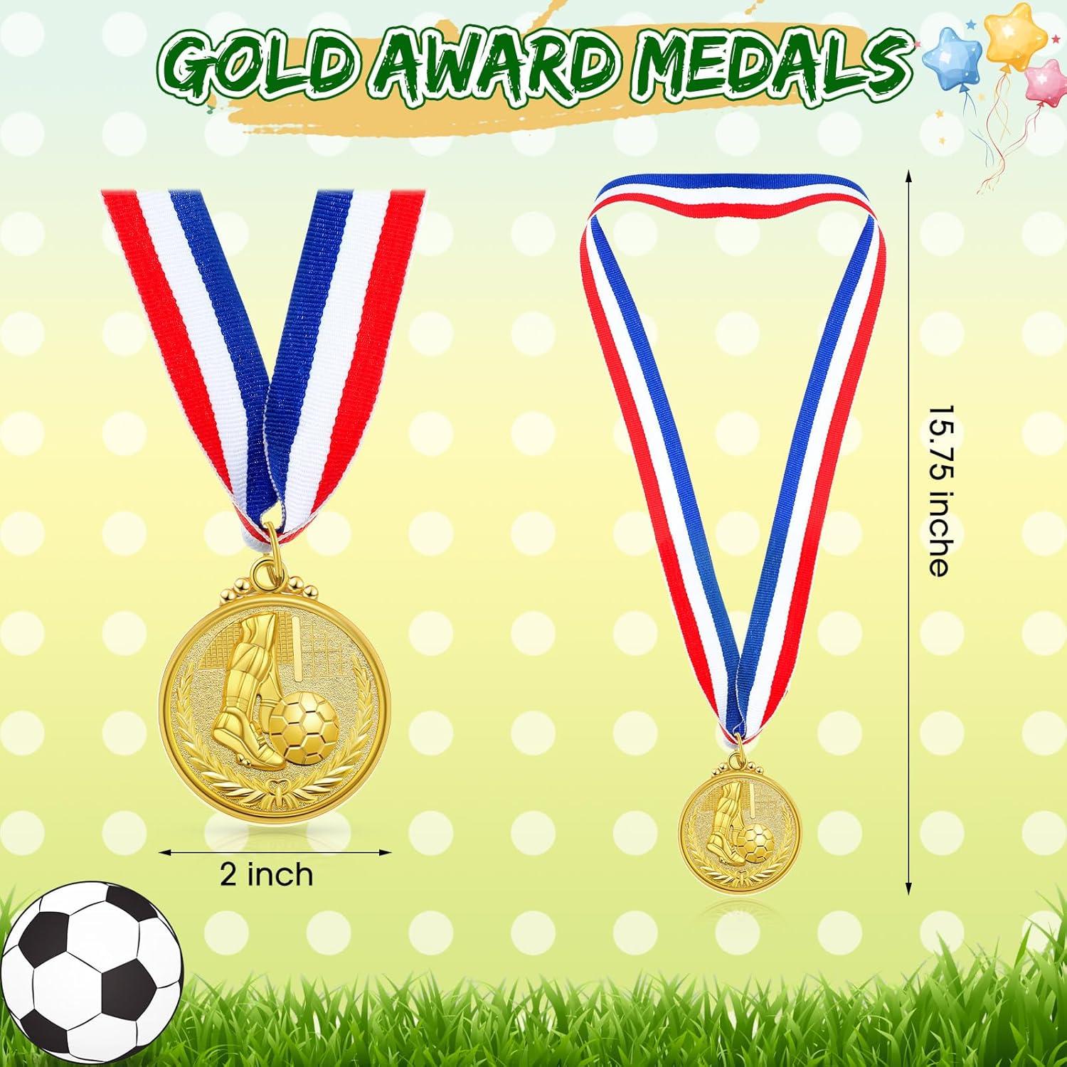 Set de 24 Medallas y Trofeos de Fútbol Tondiamo - 12 Trofeos 13 cm y 12 Medallas 5 cm