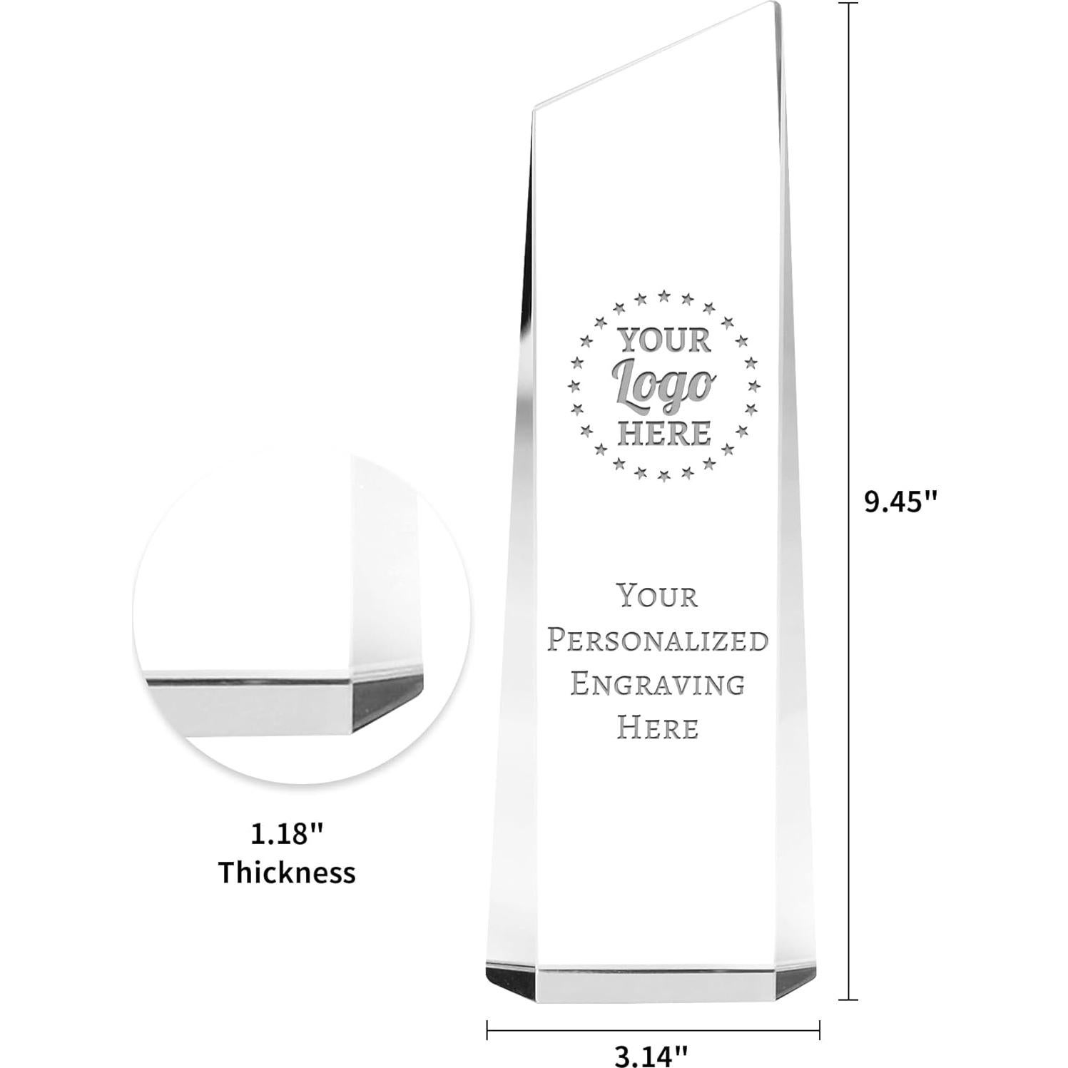 Trofeo de Cristal Personalizado ZALHIN 24.13 cm Grabado