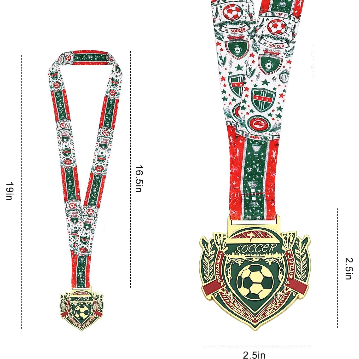 Medallas de Oro de Fútbol Abaokai - 6 Unidades con Cinta Verde