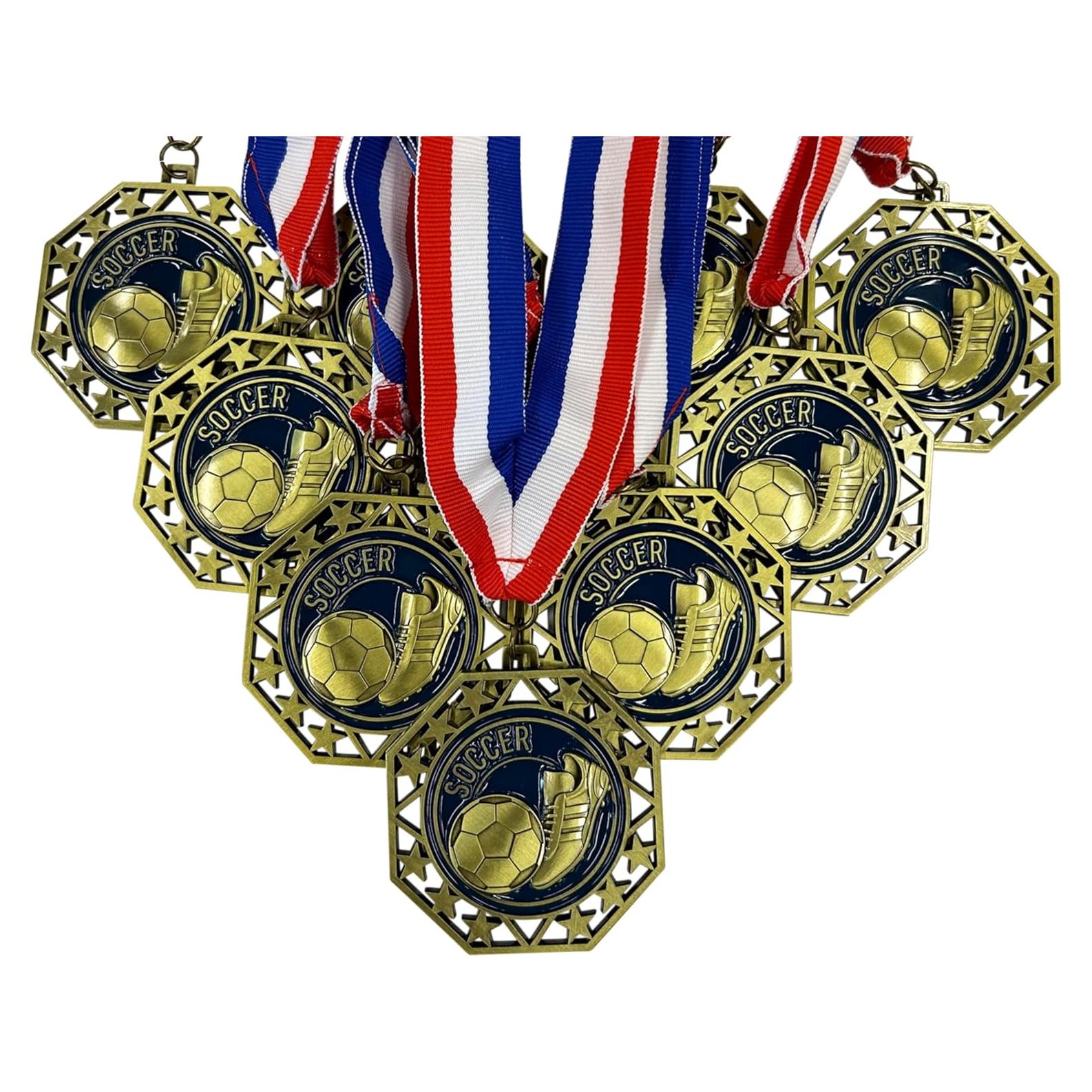Paquete de 10 Medallas de Fútbol Medallas Express con Cintas