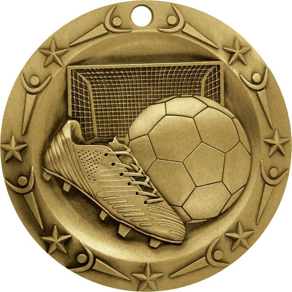 Medalla de Fútbol Oro Decade Awards 7.62 cm con Cinta Estrellas y Rayas