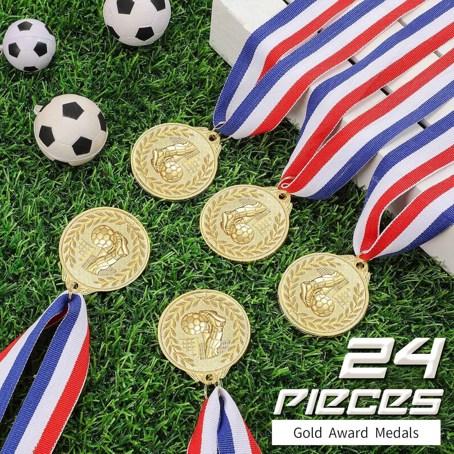 Set de Medallas de Oro Yinkin 24 Piezas Fútbol 5 cm