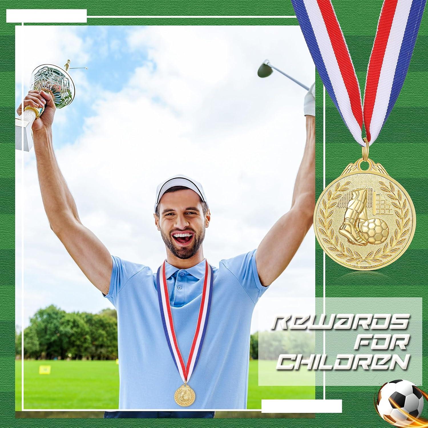 Set de Medallas de Oro Yinkin 24 Piezas Fútbol 5 cm