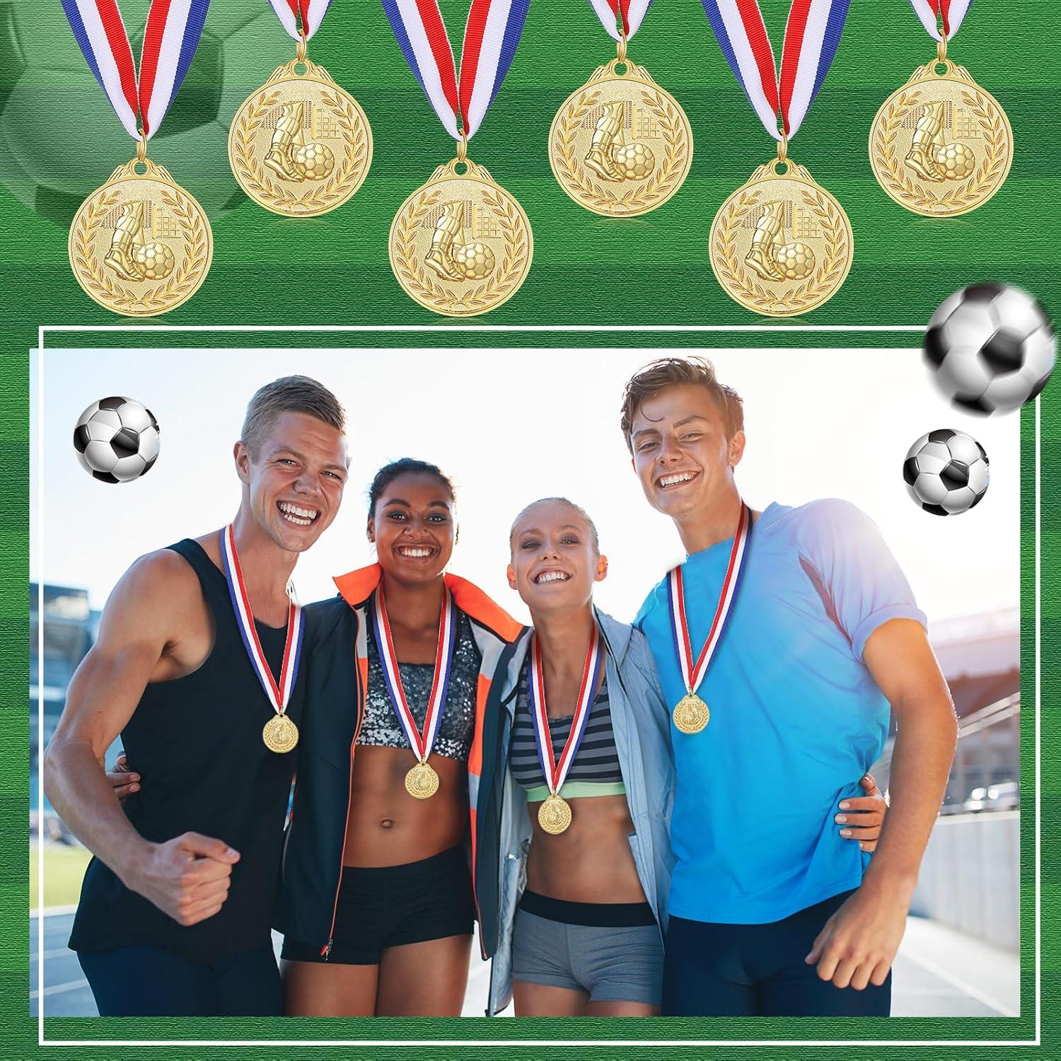 Set de Medallas de Oro Yinkin 24 Piezas Fútbol 5 cm