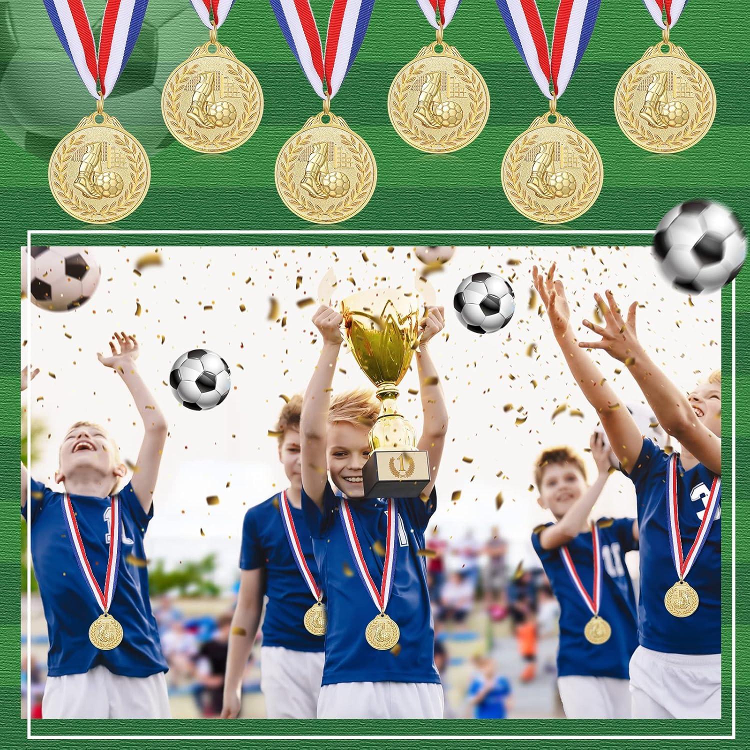 Set de Medallas de Oro Yinkin 24 Piezas Fútbol 5 cm