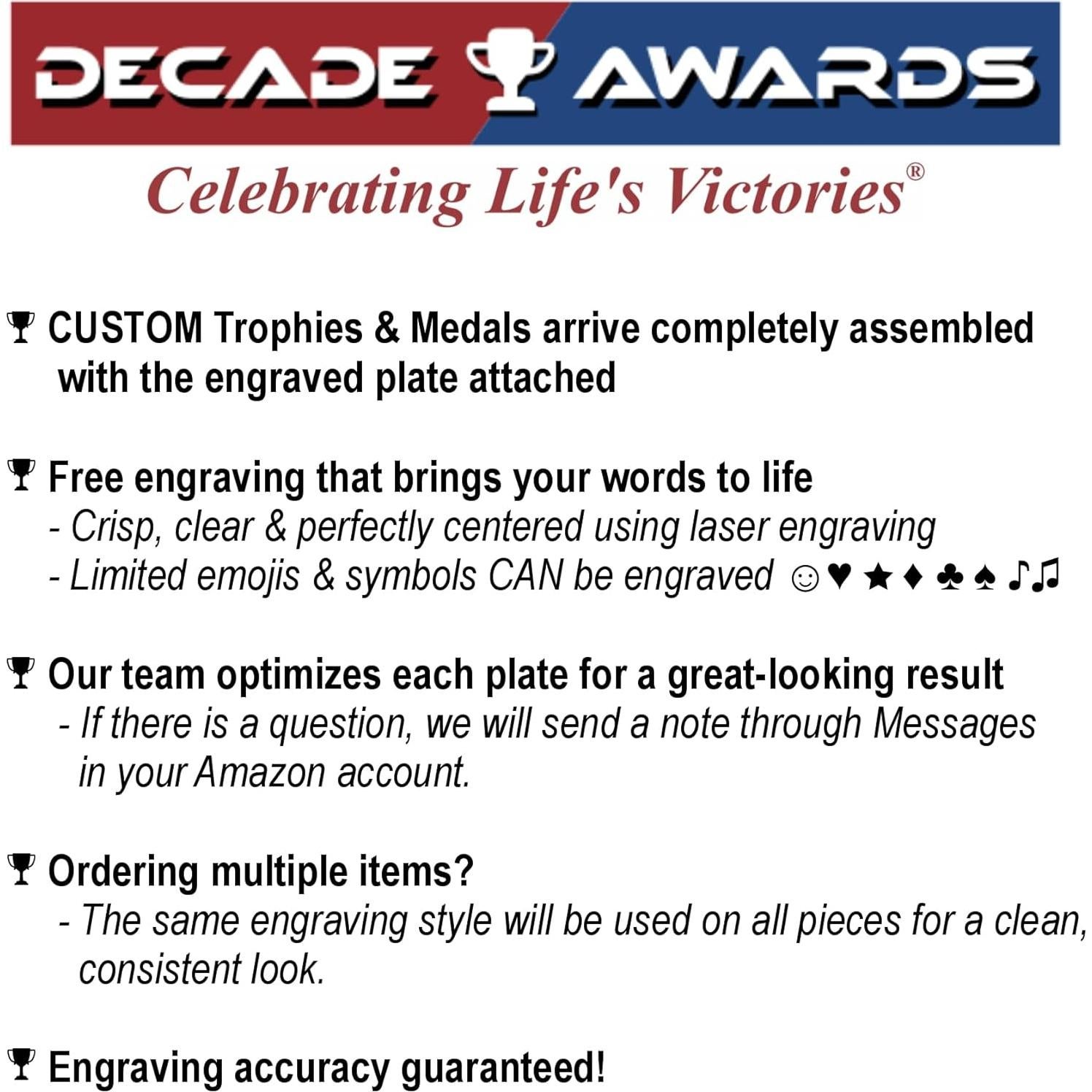 Trofeo de Fútbol Dorado Decade 17.78 cm Personalizado