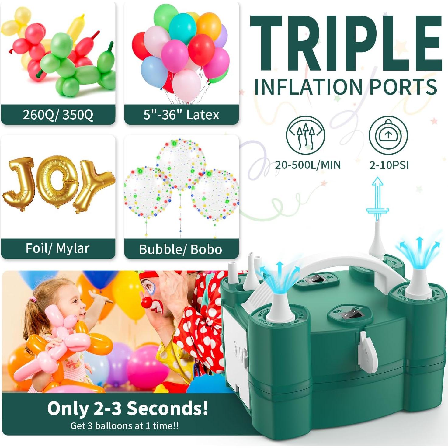 Bomba de globo eléctrica LooLaa 3 en 1 con 3 puertos