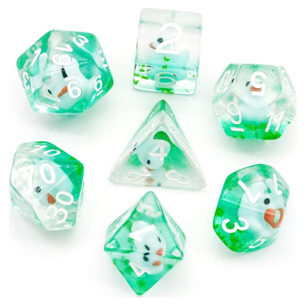 Dados DND de 7 Caras Cusdie con Pato Azul - Juego de Rol