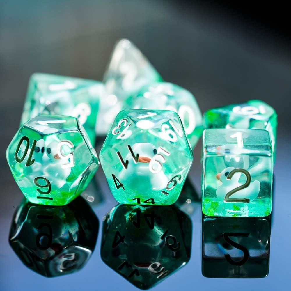 Dados DND de 7 Caras Cusdie con Pato Azul - Juego de Rol
