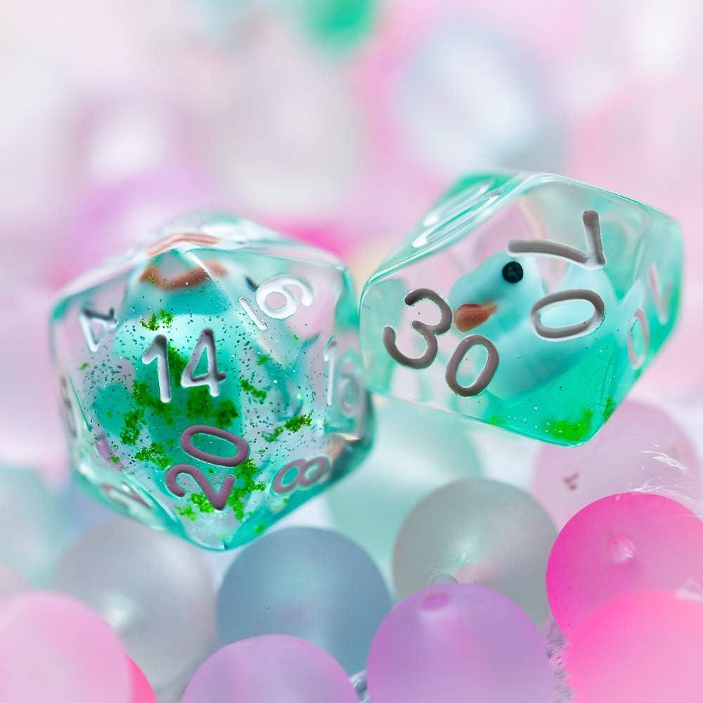 Dados DND de 7 Caras Cusdie con Pato Azul - Juego de Rol