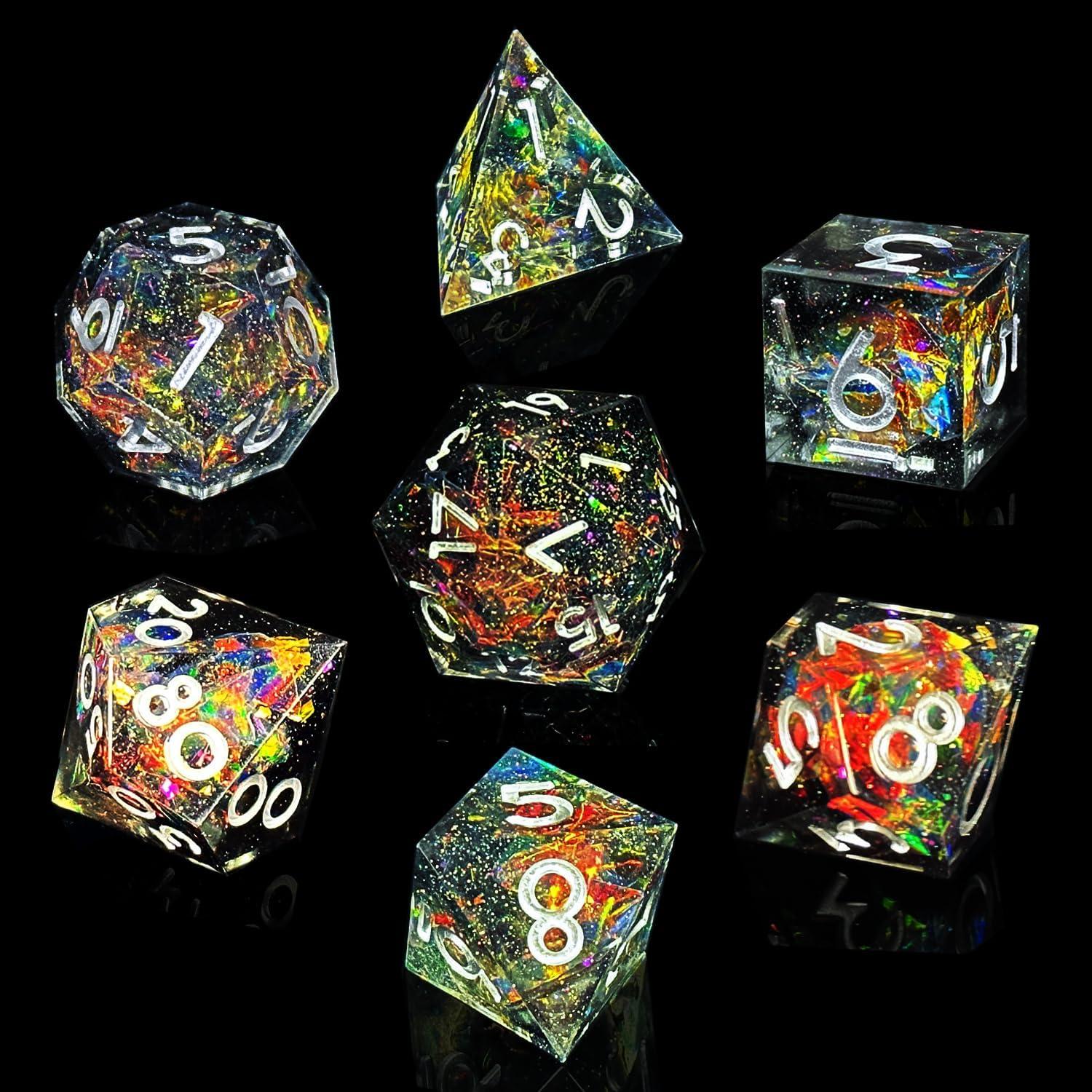 Juego de Dados de Resina DND 7 Pcs HAOMEJA Bordes Afilados