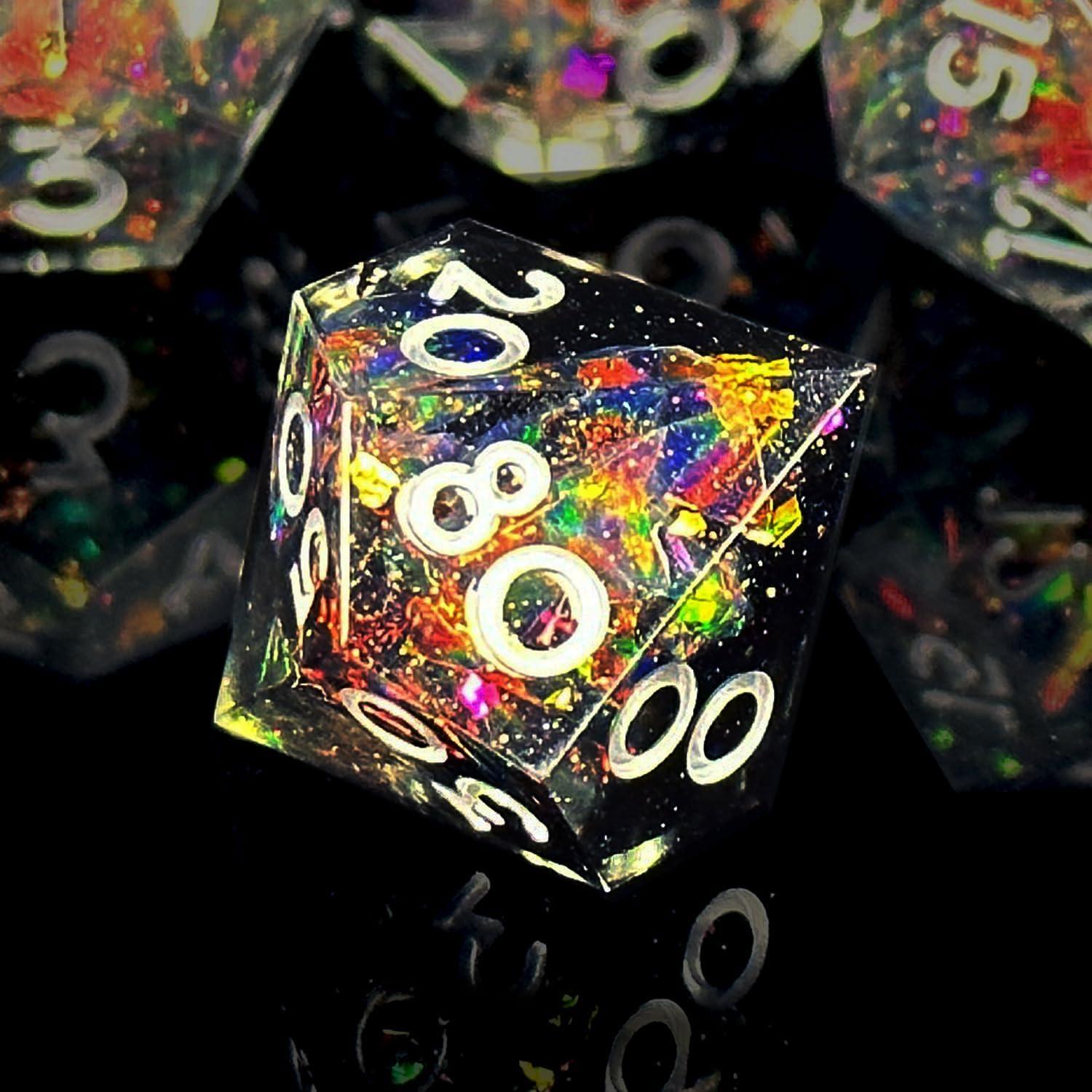 Juego de Dados de Resina DND 7 Pcs HAOMEJA Bordes Afilados