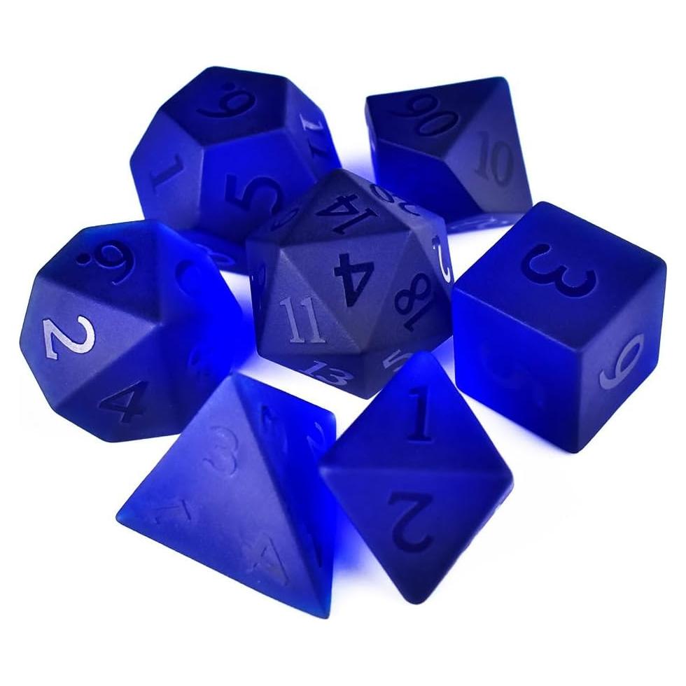 Set de 7 Dados de Gemas Azules DND - RULE DICE - RPG
