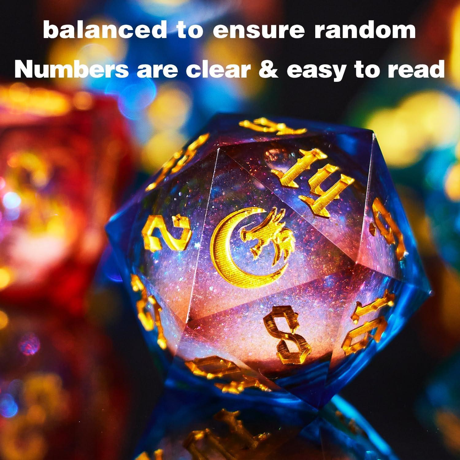 Conjunto de Dados Gradual Magic Red Moon D&D con Núcleo Líquido