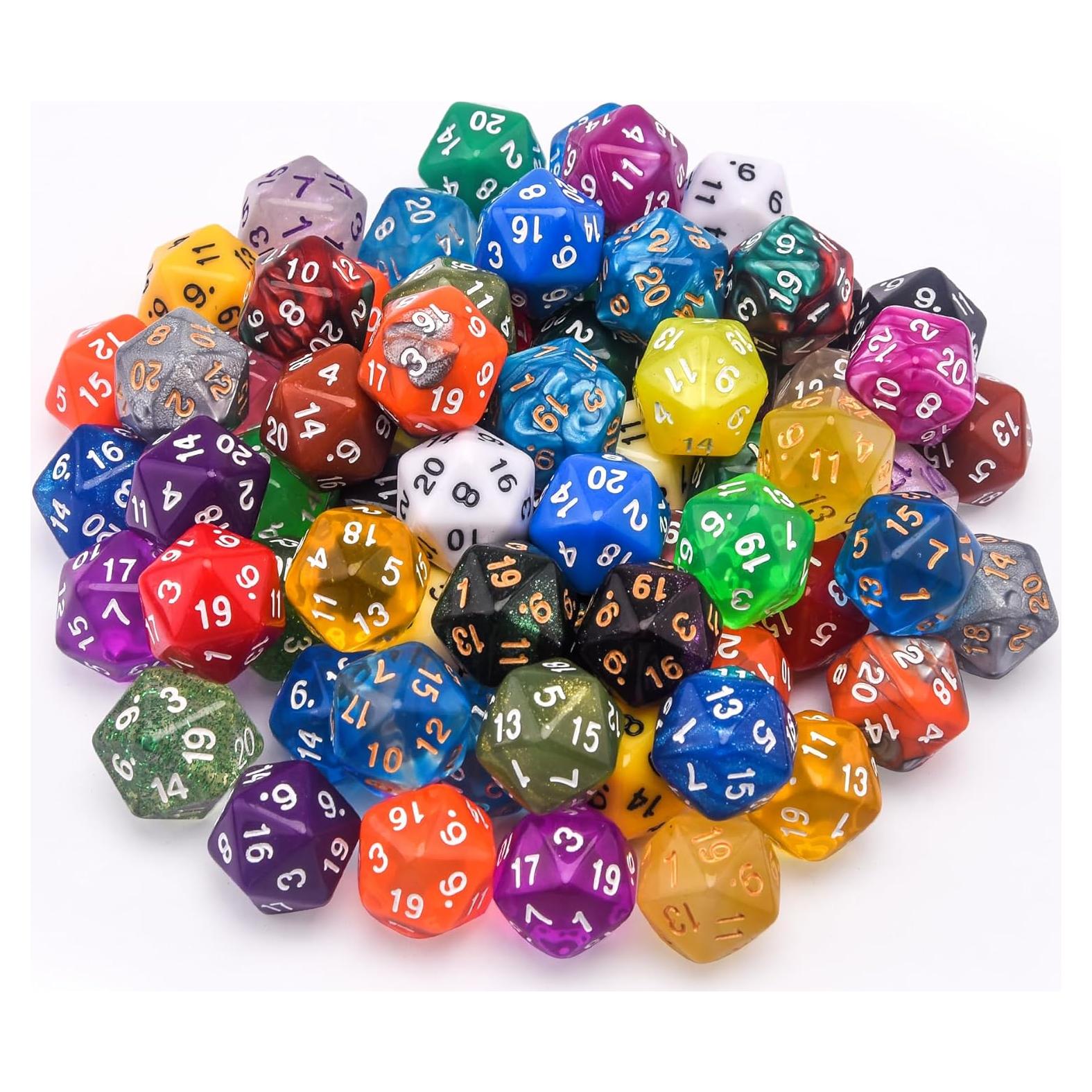 Set de Dados Poliedricos AUSTOR 70 Piezas 20 Caras con Bolsa