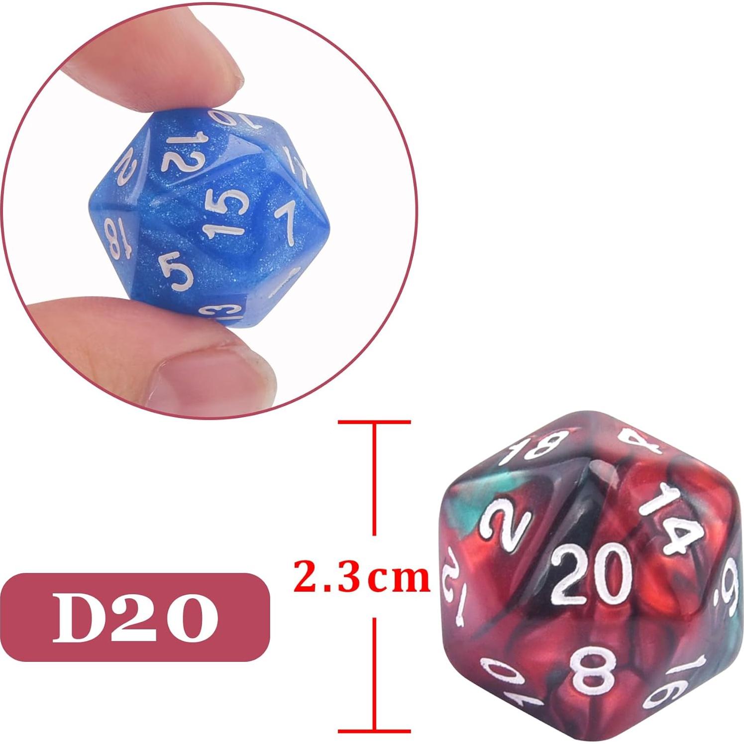 Set de Dados Poliedricos AUSTOR 70 Piezas 20 Caras con Bolsa