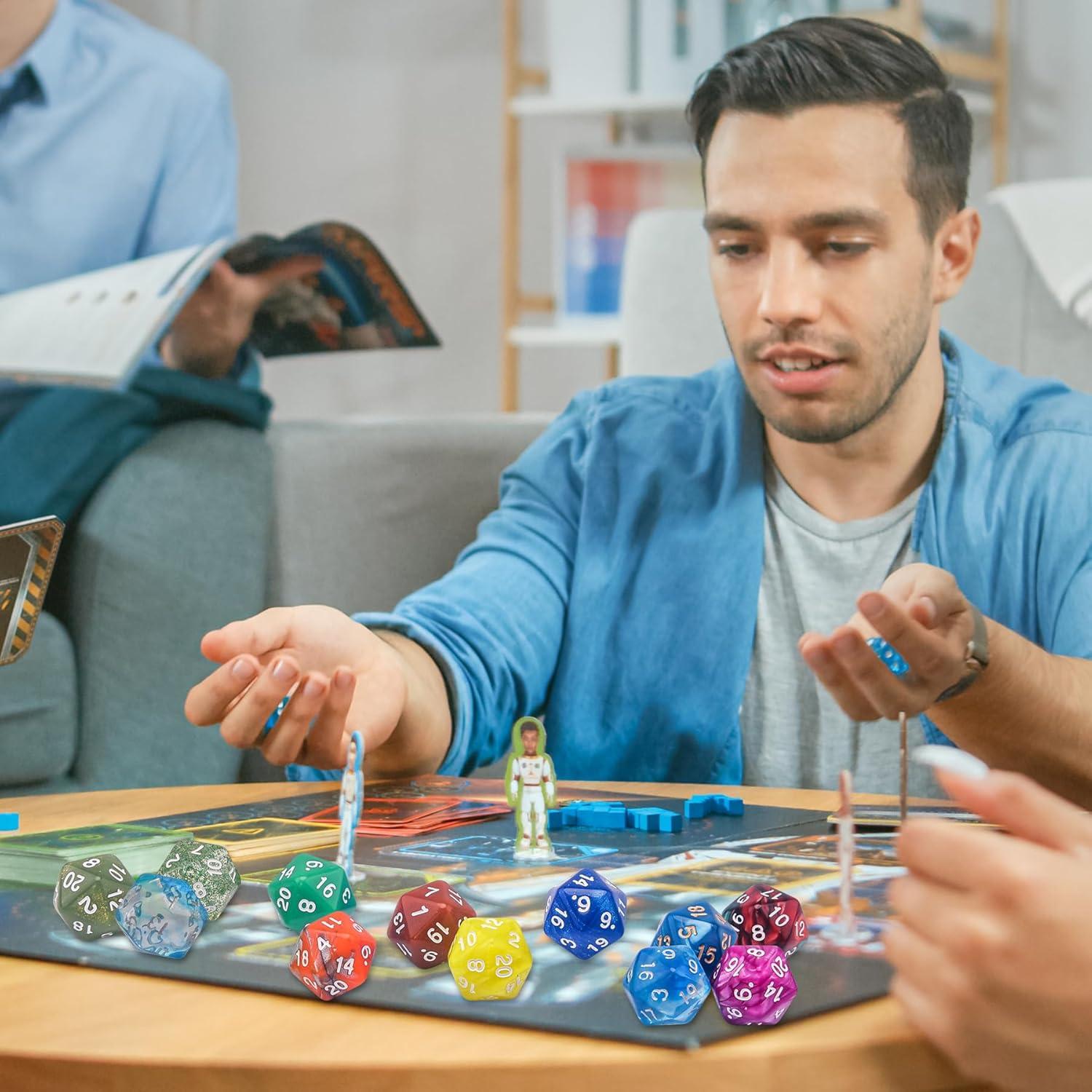 Set de Dados Poliedricos AUSTOR 70 Piezas 20 Caras con Bolsa