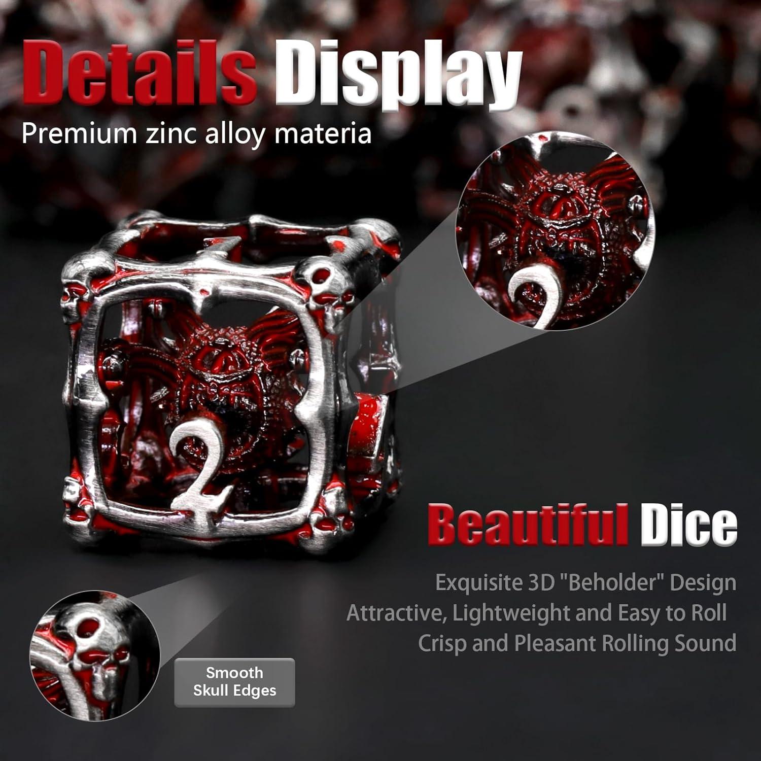 Juego de Dados Beholder ZHOORQI 7PC DND Ojo Rojo Sangre