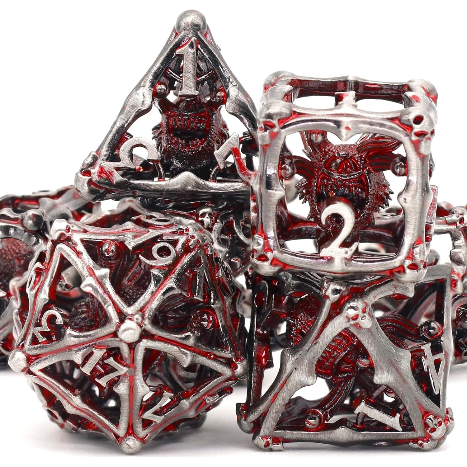 Juego de Dados Beholder ZHOORQI 7PC DND Ojo Rojo Sangre
