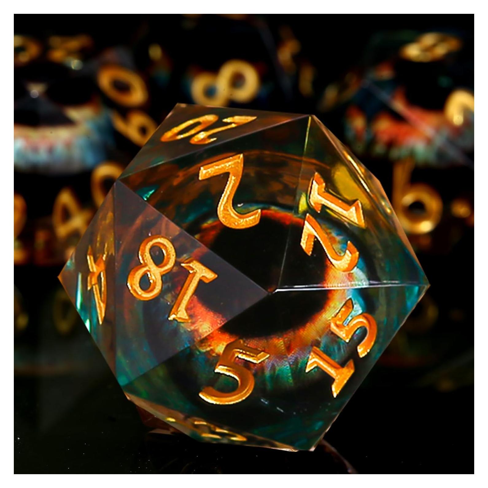 Conjunto de Dados Ojo de Dragón DND - 7 Piezas de Resina