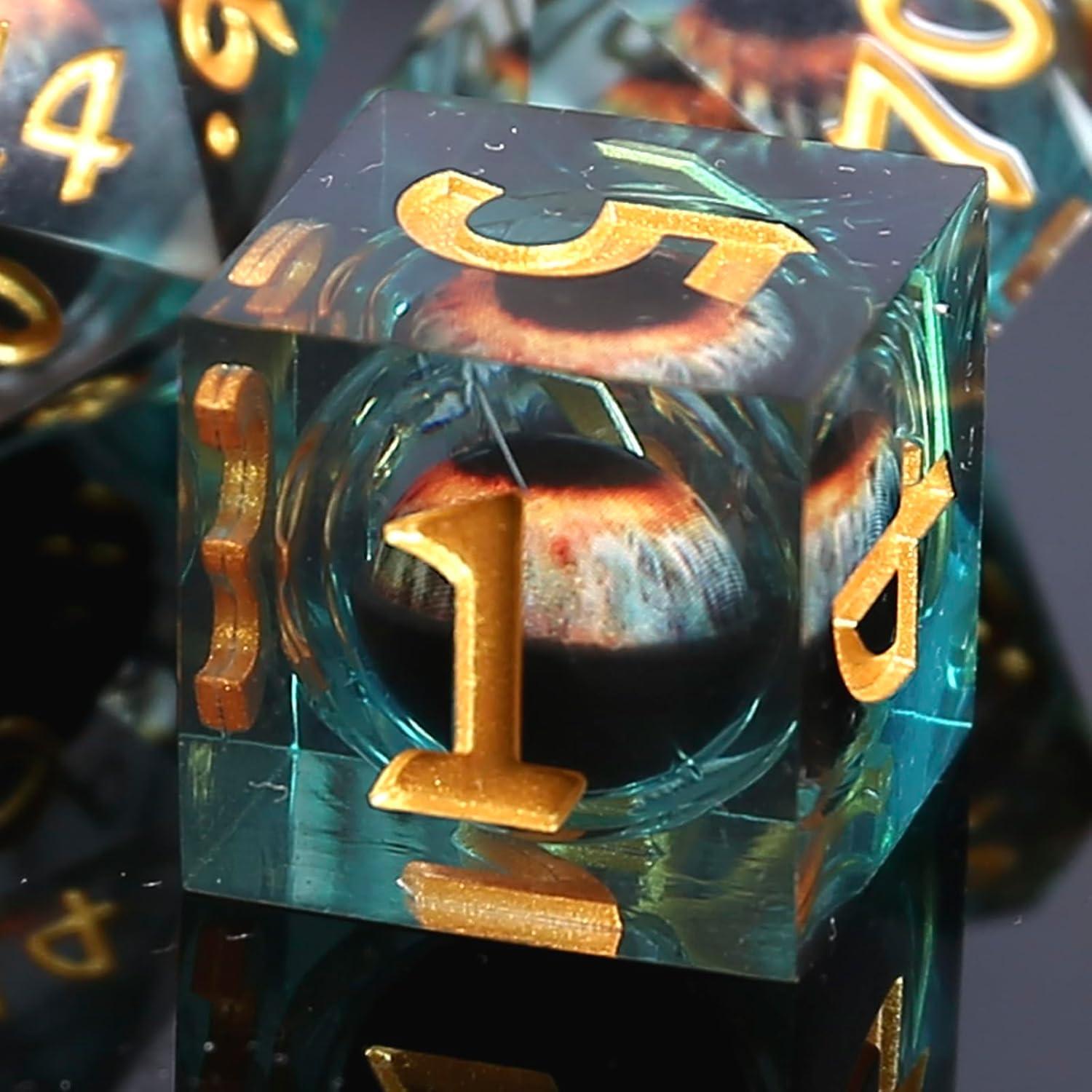 Conjunto de Dados Ojo de Dragón DND - 7 Piezas de Resina