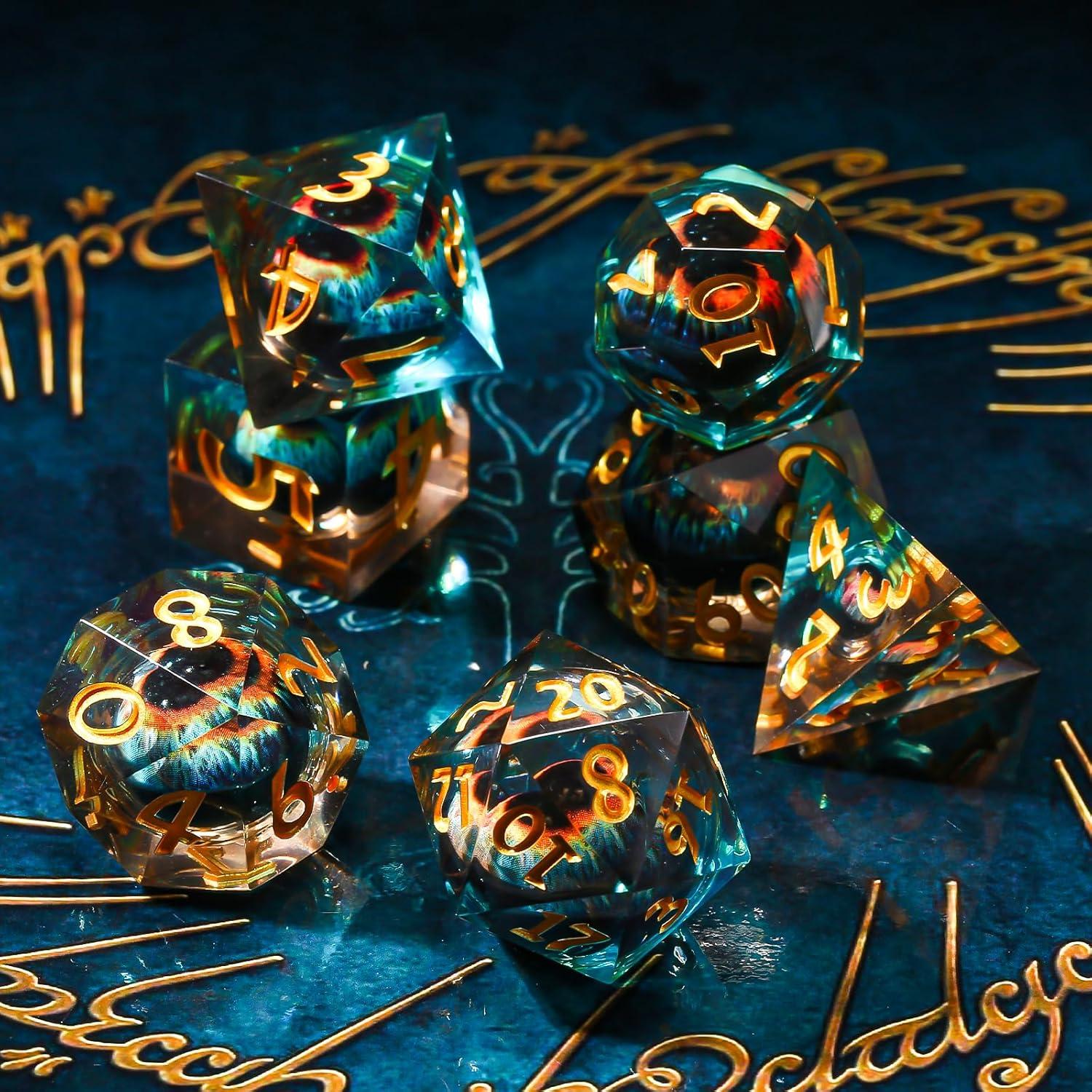 Conjunto de Dados Ojo de Dragón DND - 7 Piezas de Resina