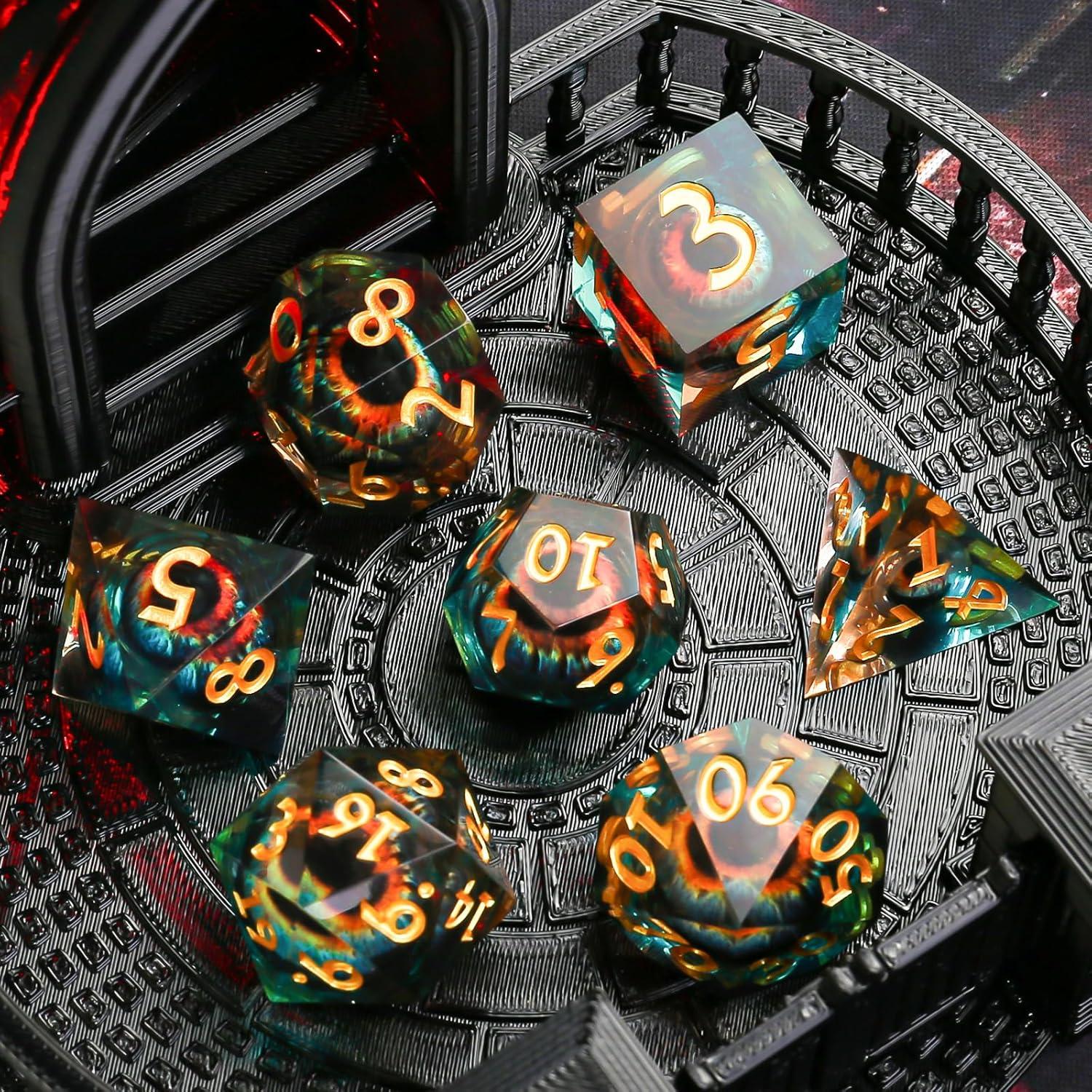 Conjunto de Dados Ojo de Dragón DND - 7 Piezas de Resina