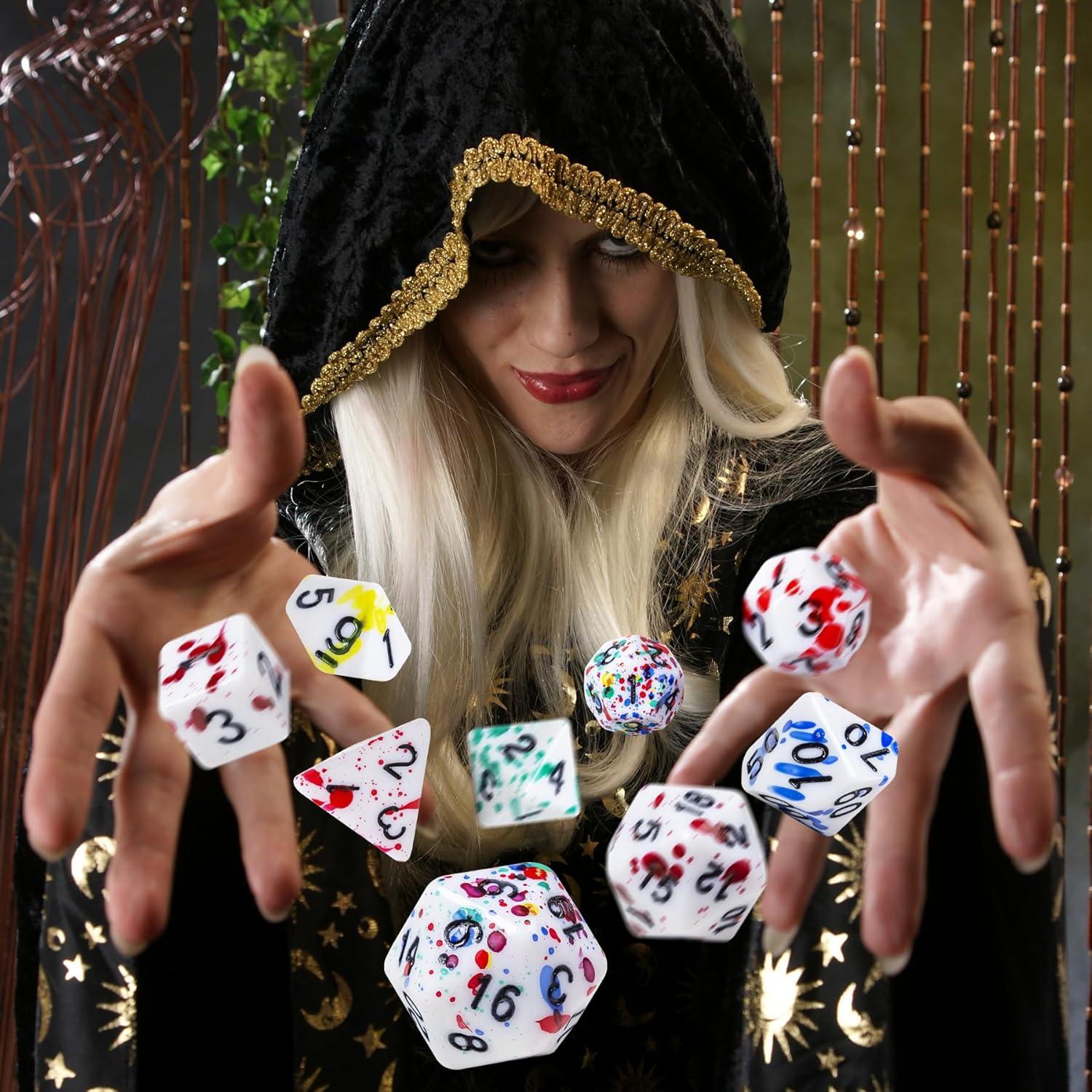 Juego de Dados Poliedricos FLASHOWL D&D Set de 7 Piezas