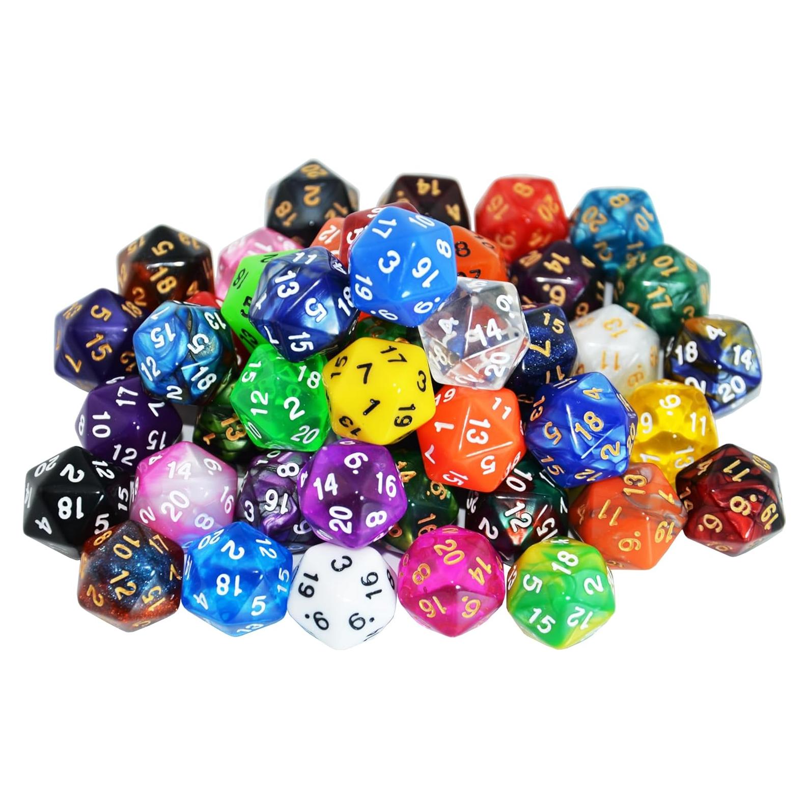 Paquete de 50 Dados D20 Acrílicos SmartDealsPro con Bolsa