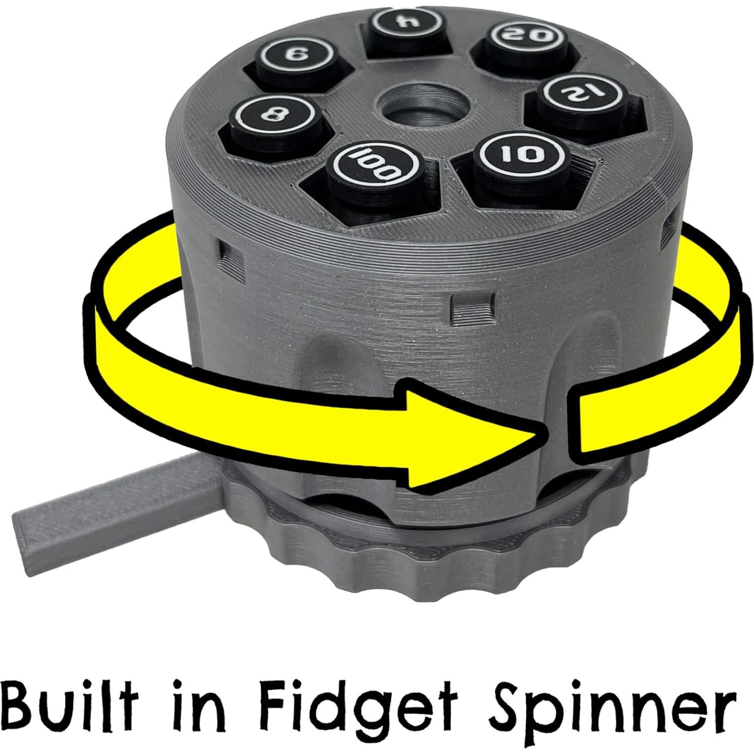 Juego de Dados D20 7 Piezas Munnygrubbers con Cilindro Giratorio