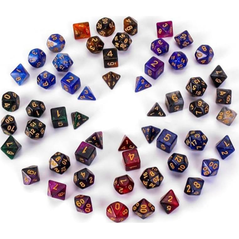Set de Dados de Rol DND Galaxia EverGardens 56 Piezas 8 Colores