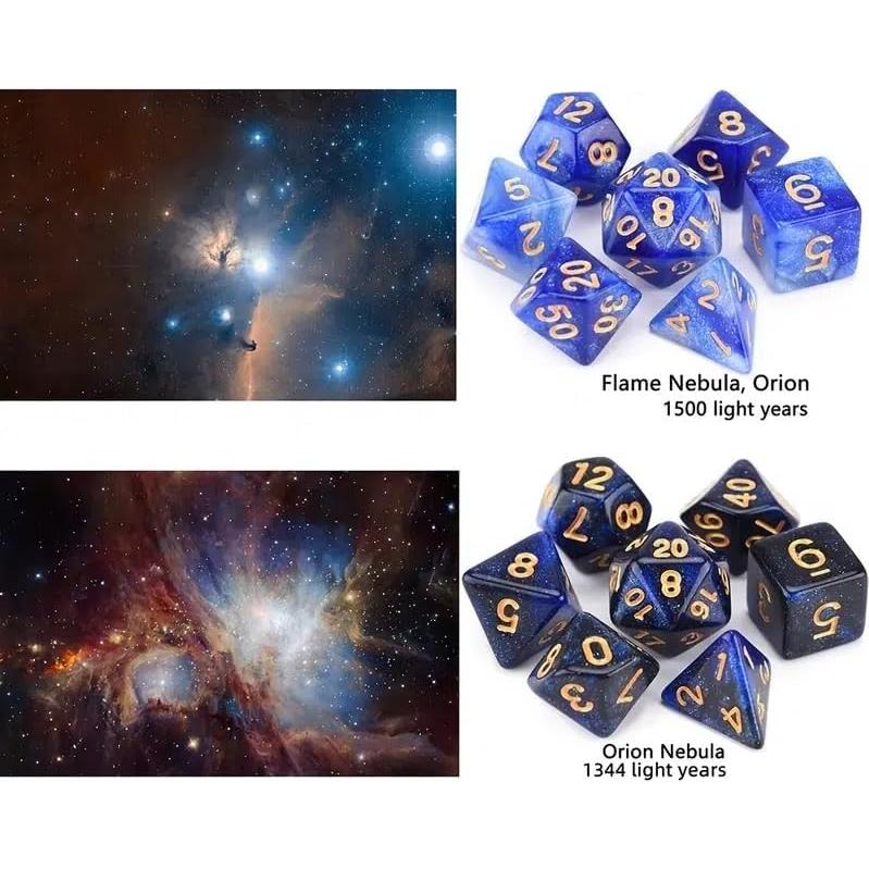 Set de Dados de Rol DND Galaxia EverGardens 56 Piezas 8 Colores