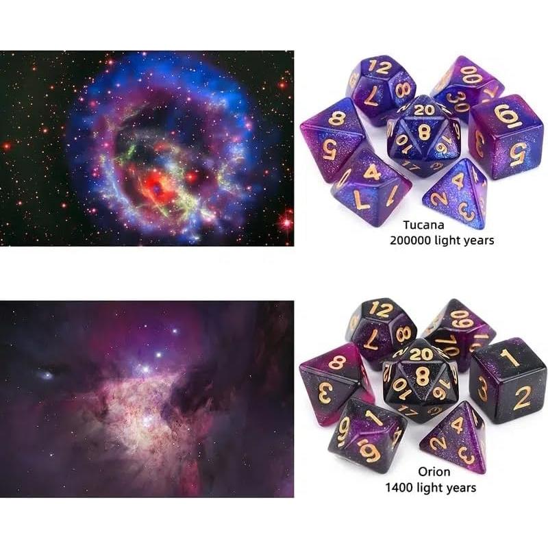 Set de Dados de Rol DND Galaxia EverGardens 56 Piezas 8 Colores