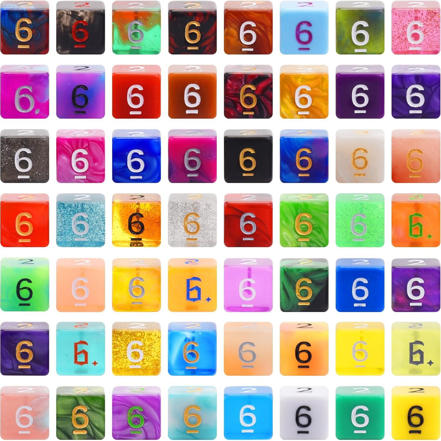 Juego de Dados de 6 Caras AUSTOR 56 Piezas con Bolsa