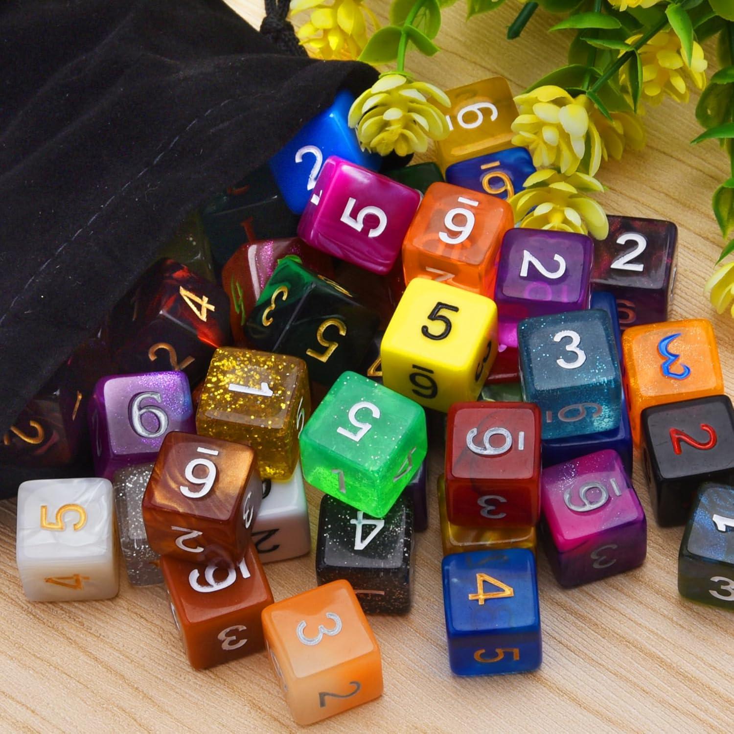 Juego de Dados de 6 Caras AUSTOR 56 Piezas con Bolsa