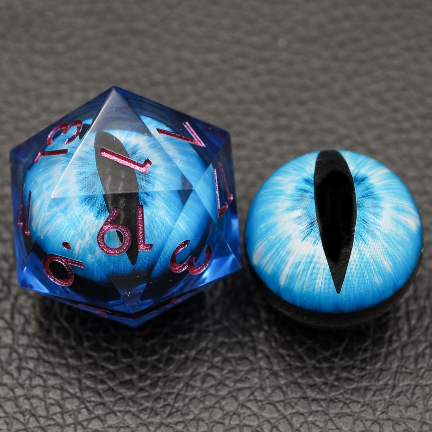 Dados D20 Poliedricos Maywin 33MM con Núcleo Líquido Ojo