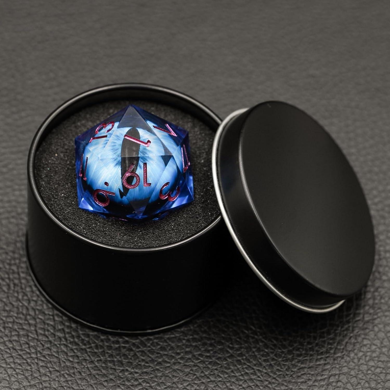 Dados D20 Poliedricos Maywin 33MM con Núcleo Líquido Ojo