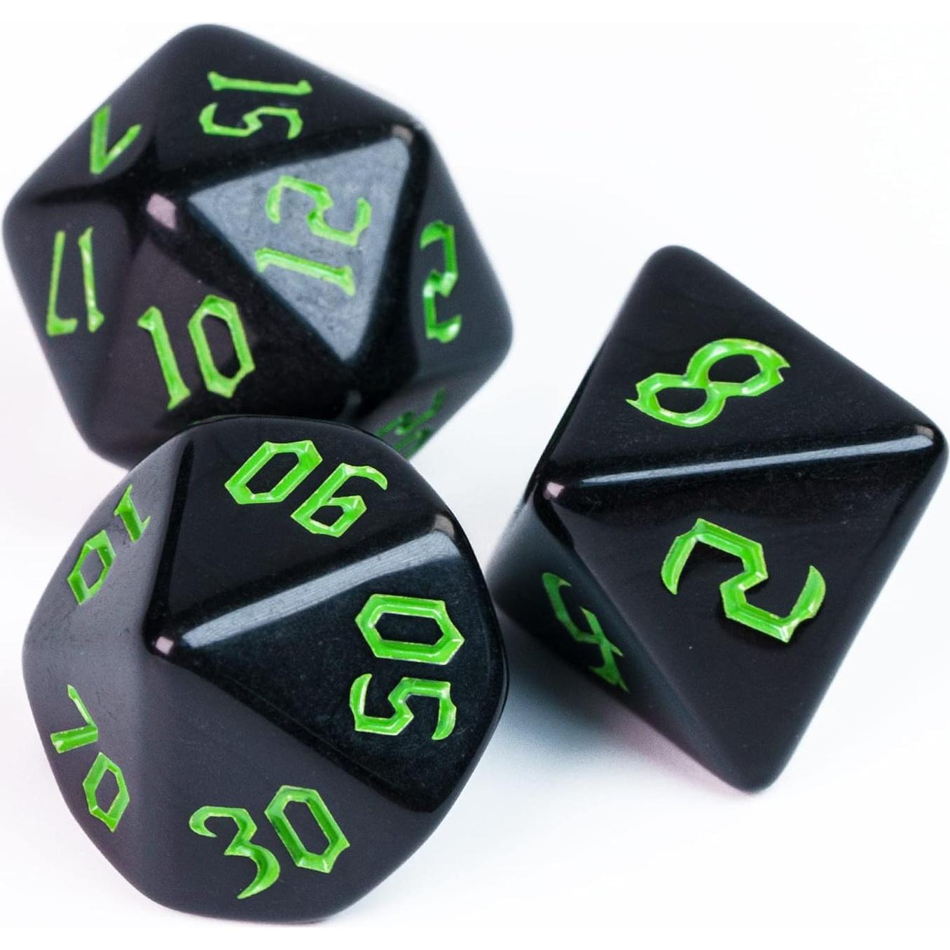 Juego de Dados DND 7 Piezas Poludie con Bolsa de Cuero Negro